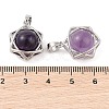 Natural Amethyst Round Pendants G-M440-04F-P-3