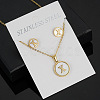 304 Stainless Steel with Natural Shell Pendant Necklaces & Stud Earrings Sets FS-WG5FD70-24-1