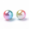 Rainbow Acrylic Imitation Pearl Beads OACR-R065-10mm-07-2