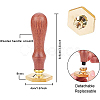 Hexagon Golden Tone Brass Wax Seal Stamp with Wood Handle AJEW-WH0375-0003-2