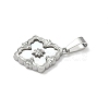 304 Stainless Steel Pave Natural Shell Flower Pendants STAS-C103-12P-2