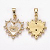 Brass Clear Cubic Zirconia Pendants ZIRC-J025-67G-06-2