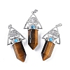Natural Tiger Eye Faceted Pointed Bullet Big Pendants G-H076-02P-09-1