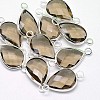 Silver Color Plated Brass Glass Teardrop Links connectors GLAA-J010A-S-2