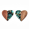 Transparent Resin & Walnut Wood Pendants RESI-TAC0017-73-A02-2