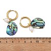 3 Pairs 3 Styles Natural Cultured Freshwater Pearl Beads & Paua Shell Dangle Hoop Earrings EJEW-JE07254-5