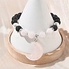 Natural Madagascar Rose Quartz & Lava Rock & Shell Pearl Charm Bracelets BJEW-JB13707-02-2