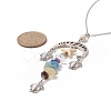 Natural & Synthetic Mixed Gemstone Moon Phase with Starfish Tortoise Pendant Necklace NJEW-JN04247-2