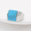 Rectangle Synthetic Turquoise Finger Ring FIND-PW0021-08A-P-1