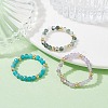 3Pcs 3 Style Natural Mixed Gemstone Round Beaded Stretch Rings Set RJEW-TA00087-4