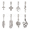 16Pcs 8 Styles Tibetan Style Alloy Cord Ends with Pendants FIND-TA0004-20-2