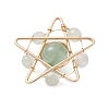Natural Green Aventurine Copper Wire Wrapped Pendants PALLOY-TA00368-04-4