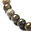Natural Silver Leaf Jasper Round Beads Stretch Bracelet for Men Women BJEW-JB06824-01-5