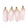 Faceted Natural Rose Quartz Pendants G-T131-13-1