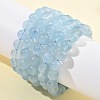 Natural Aquamarine Round Bead Stretch Bracelets for Men Women BJEW-U034-01A-02-1