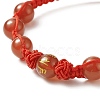 Natural Carnelian(Dyed & Heated) Round Braided Bead Bracelet BJEW-JB09183-4