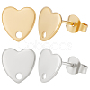 40Pcs 2 Colors 304 Stainless Steel Heart Stud Earring Findings STAS-BBC0002-37-1