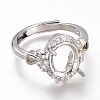 Adjustable Brass Micro Pave Clear Cubic Zirconia Solitaire Ring Settings ZIRC-I049-11P-1