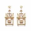 Brass Micro Pave Clear Cubic Zirconia Pendants KK-T063-81G-NF-2