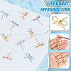 24Pcs 2 Colors Bowknot Brass Stud Earring Findings KK-BC0013-68-4