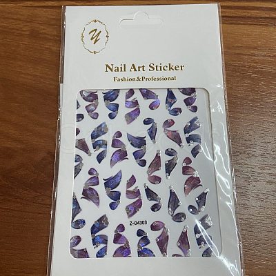 Shining Laser Ribbon Nail Decals Stickers MRMJ-R112-Z-D4303-1