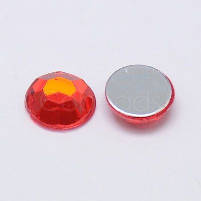 Faceted Half Round/Dome Acrylic Rhinestone Flat Back Cabochons X-GACR-YPO12MM-M-1