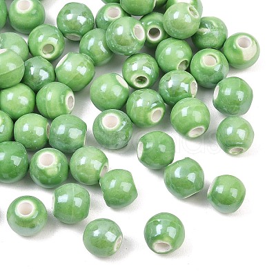 Glazed Porcelain Round Beads PORC-S489-8mm-09-1