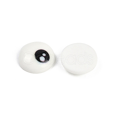White and Black Flat Round Cartoon Resin Cabochons LS-CRES-Q009-01G-1