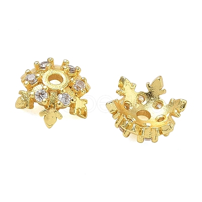 Brass Micro Pave Cubic Zirconia Bead Caps CU-CBAA9C2-08G-1