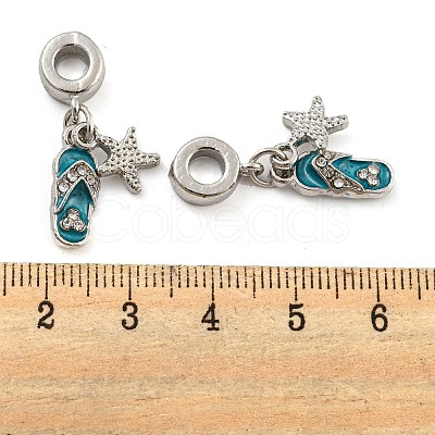 Rack Plating Alloy Enamel Slippers & Starfish European Dangle Charms FIND-B034-02P-1