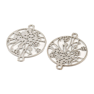 Rack Plating Brass Hollow Out Flower Connector Charms KKC-D001-21P-1