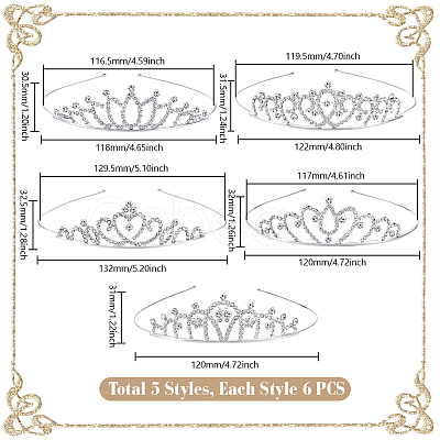 30Pcs 5 Styles Zinc Alloy Hair Bands for Girls OHAR-GA0001-17-1