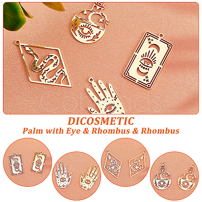 DICOSMETIC 16Pcs 8 Style 201 Stainless Steel Pendants STAS-DC0010-09-1