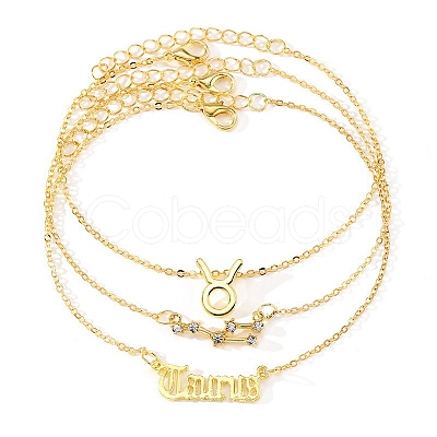 3Pcs Alloy Rhinestones Anklets AJEW-S083-01G-12-1