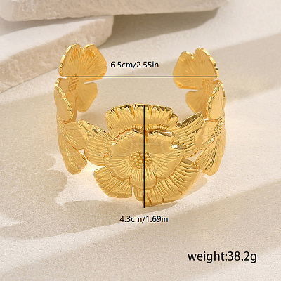 Luxurious Brass Flower Cuff Bangle for Parties and Events DO6494-1-1