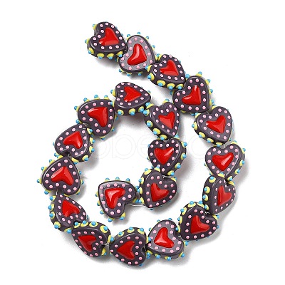 Baking Paint Glass Bumpy Beads Heart LAMP-V001-07A-1
