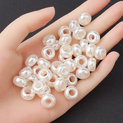 ABS Plastic Imitation Pearl Rondelle Large Hole European Beads MACR-YW0002-87-1
