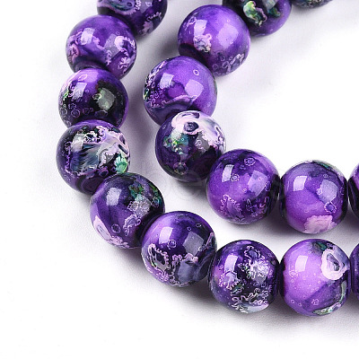 Baking Paint Glass Beads Strands DGLA-N003-10mm-A07-1
