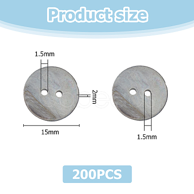 250Pcs 2-Hole Flat Round Shell Buttons SHEL-HS0001-02-1