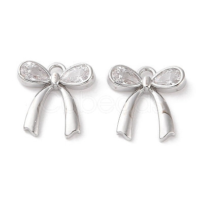 Brass Micro Pave Clear Cubic Zirconia Charms KK-G491-29P-1