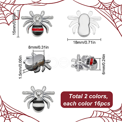 32Pcs 2 Colors Alloy Rhinestone Slide Charms FIND-SC0010-38-1
