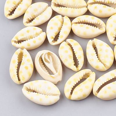 Printed Cowrie Shell Beads X-SHEL-S274-02-1