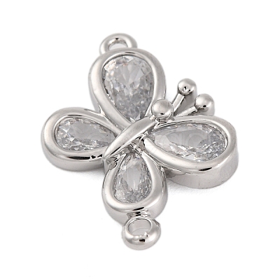 Brass Pave Clear Cubic Zirconia Connector Charms KK-Z066-09P-1