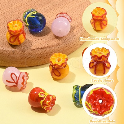 8Pcs 4 Colors Imitation Jade Glass Beads GLAA-YW0005-60-1