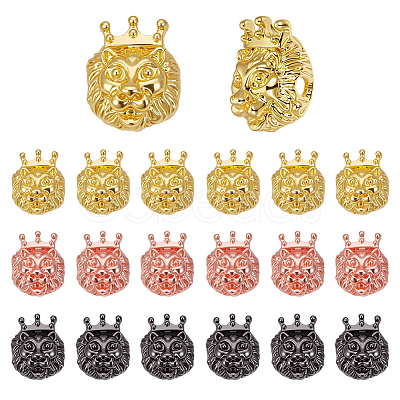 18Pcs 3 Colors Lion Head Alloy Beads FIND-OC0013-63-1