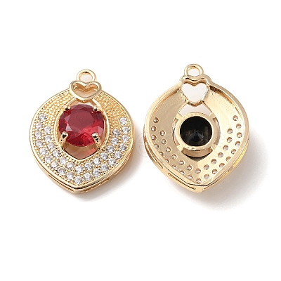 Brass with K9 Glass & Rhinestone Pendants KK-C024-53KCG-1