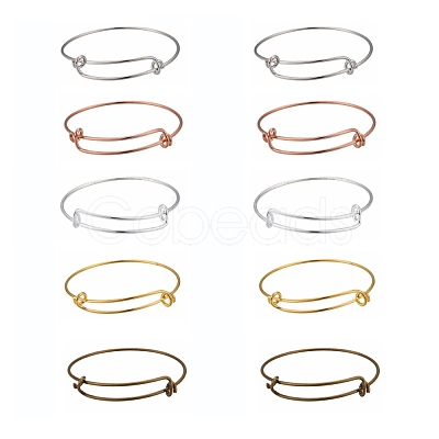 10Pcs 5 Color Adjustable Brass Expandable Bangle Making BJEW-LS0001-02-1