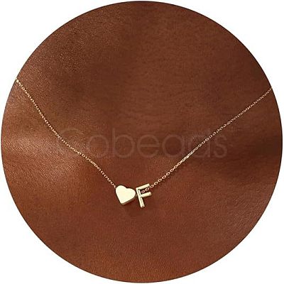 Simple Style Adjustable 316L Surgical Stainless Steel Heart and Initial Pendant Necklaces for Women WG95AEF-06-1