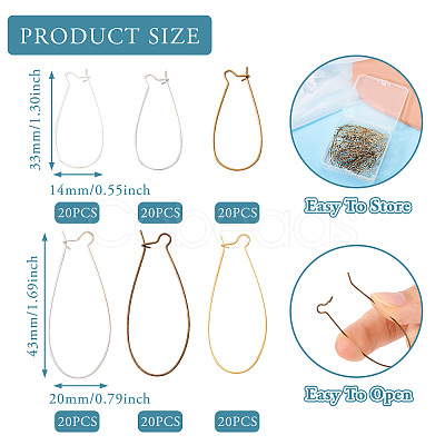 Brass Hoop Earrings Findings Kidney Ear Wires KK-TA0007-10-1
