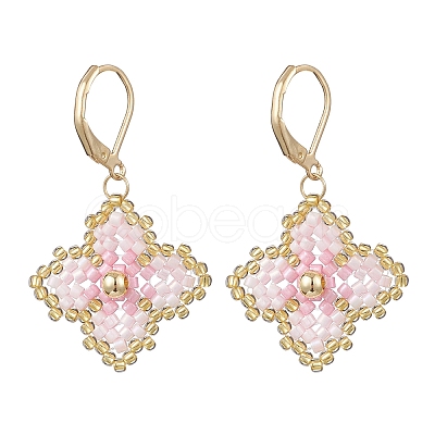 Handmade Glass Seed Beads Flower Leverback Earrings EJEW-MZ00578-03-1